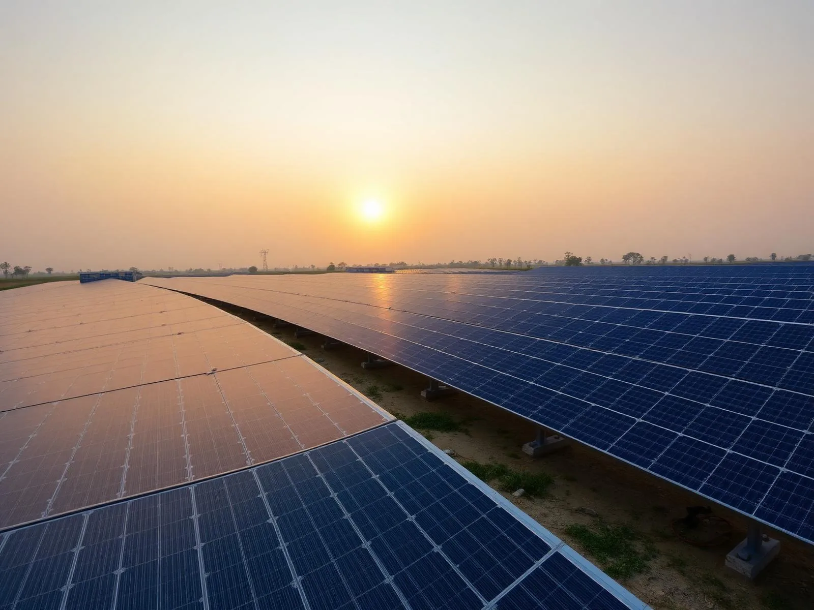 Rooftop solar installation in Jhansi at sunrise